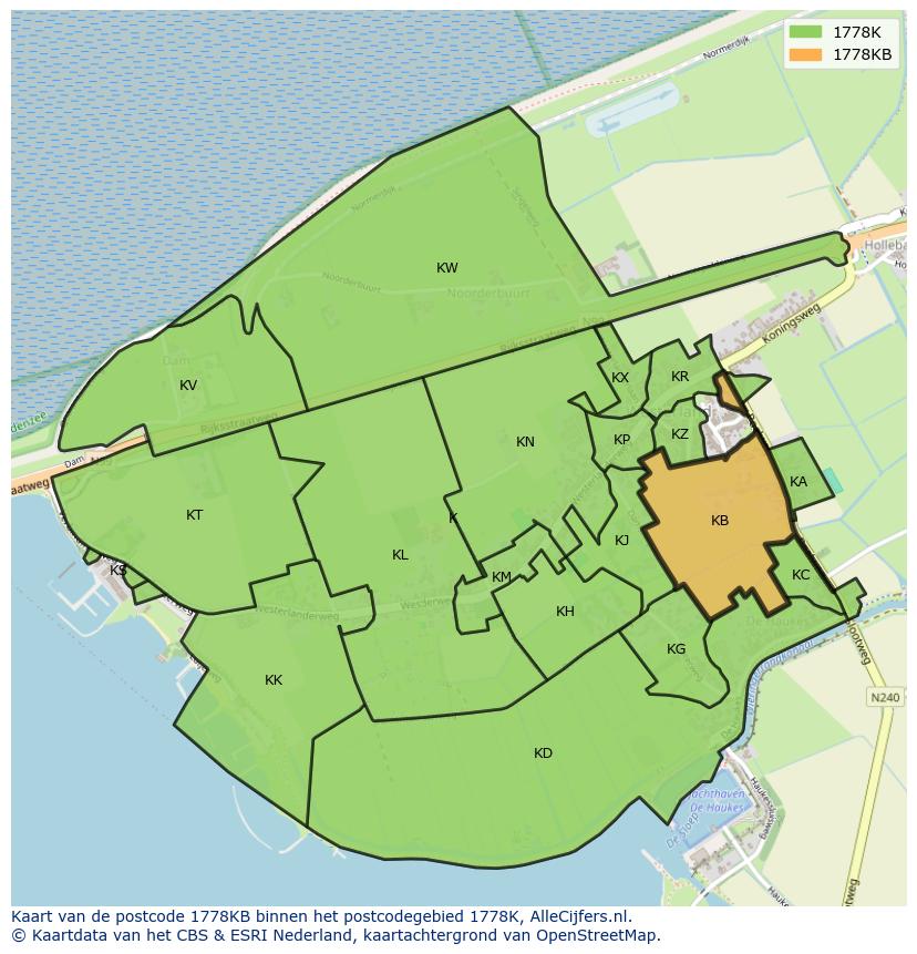 Afbeelding van het postcodegebied 1778 KB op de kaart.