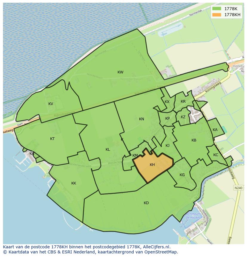 Afbeelding van het postcodegebied 1778 KH op de kaart.