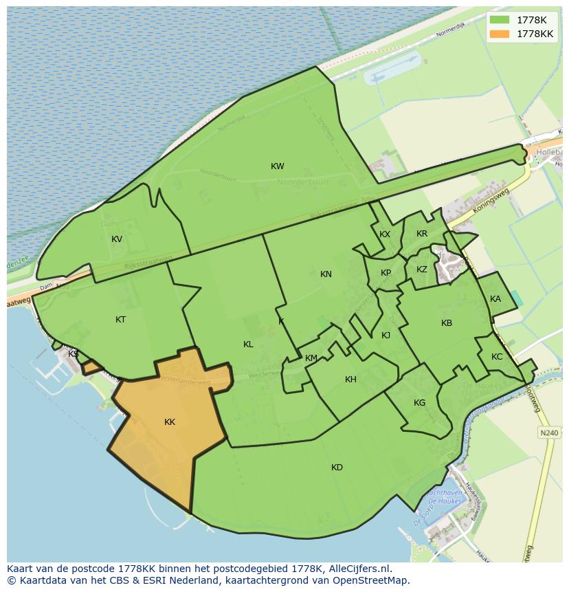 Afbeelding van het postcodegebied 1778 KK op de kaart.
