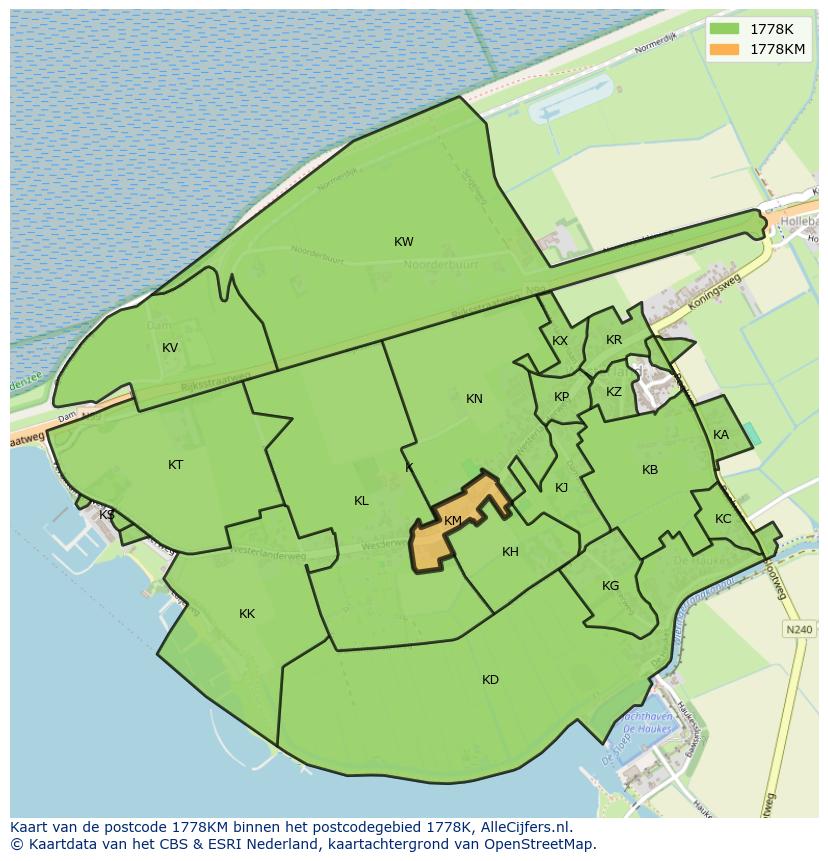 Afbeelding van het postcodegebied 1778 KM op de kaart.