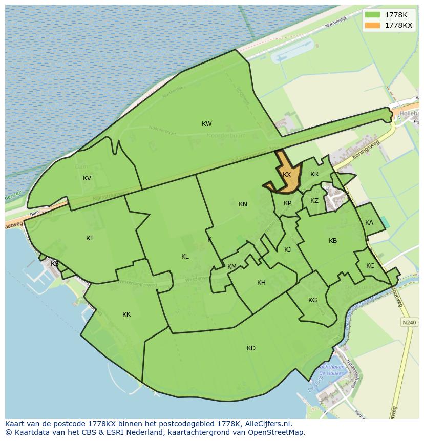 Afbeelding van het postcodegebied 1778 KX op de kaart.