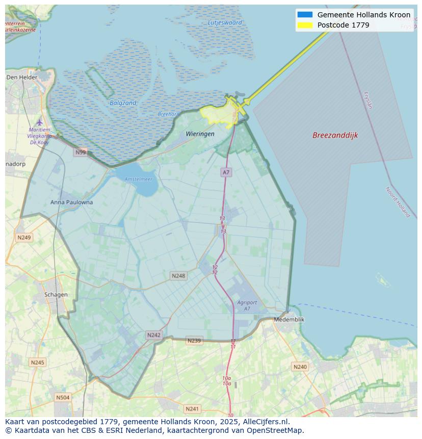 Afbeelding van het postcodegebied 1779 op de kaart.
