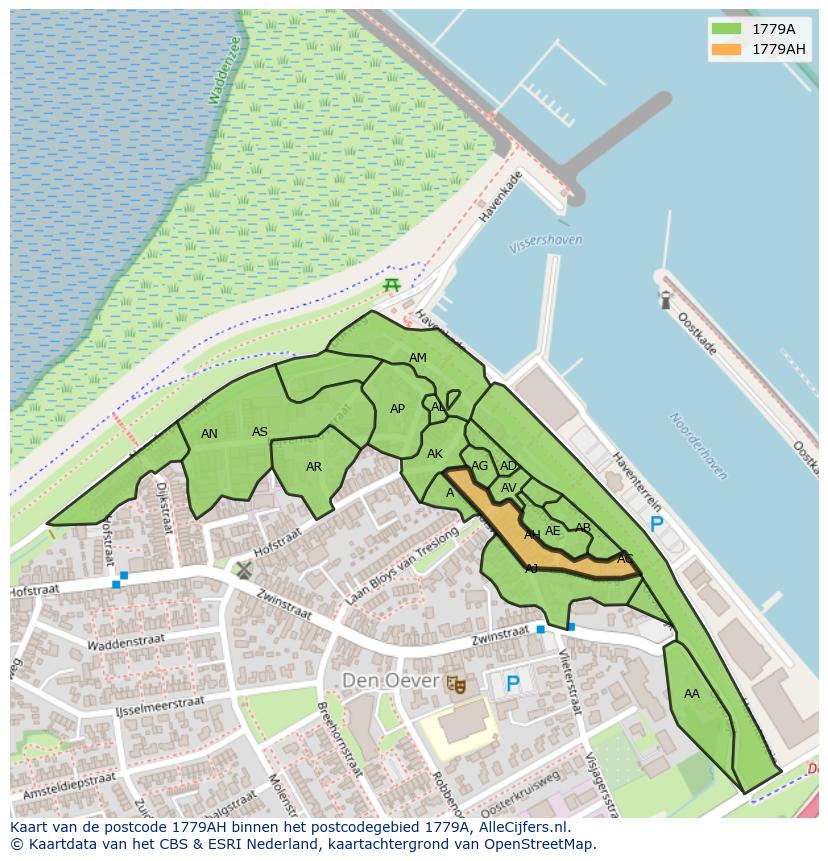 Afbeelding van het postcodegebied 1779 AH op de kaart.