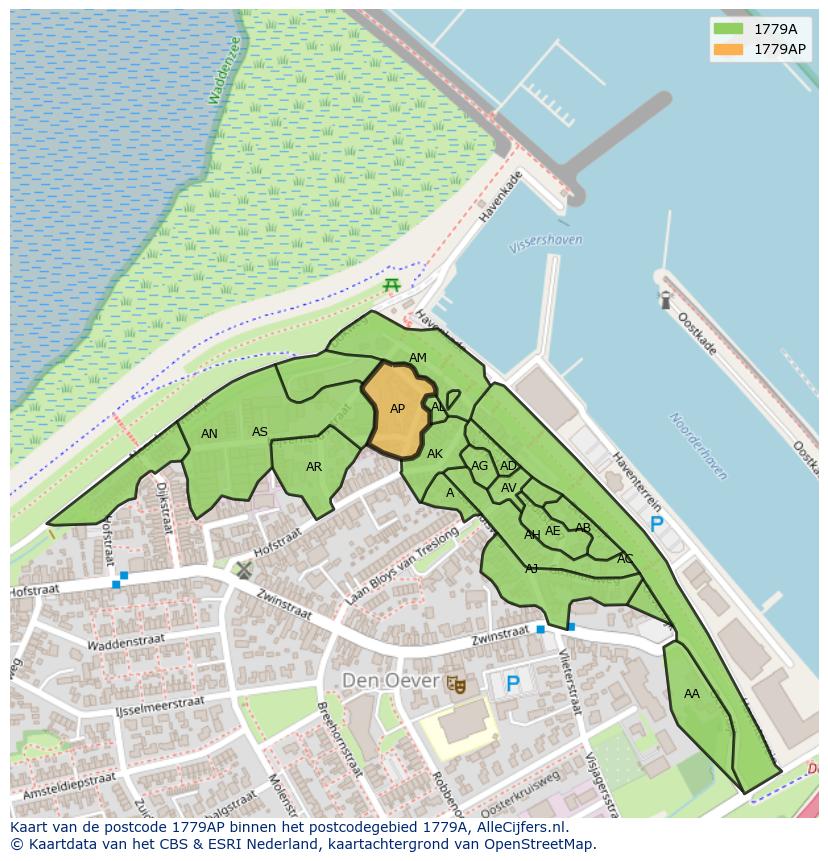 Afbeelding van het postcodegebied 1779 AP op de kaart.