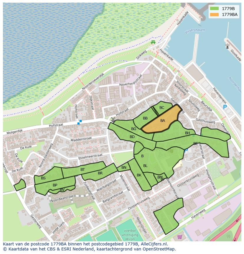 Afbeelding van het postcodegebied 1779 BA op de kaart.