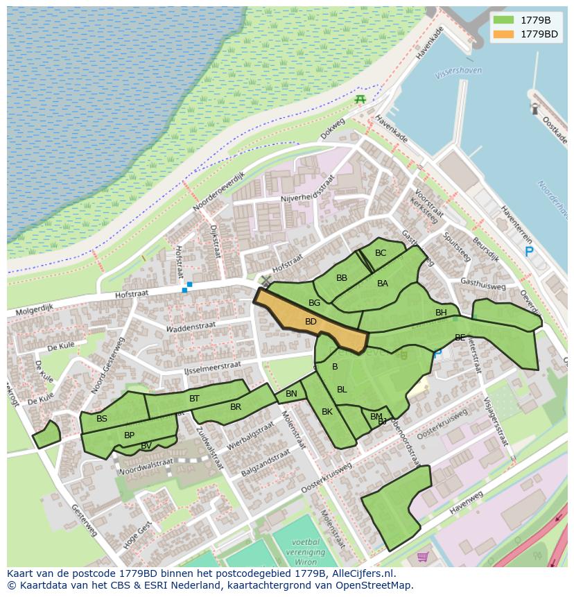 Afbeelding van het postcodegebied 1779 BD op de kaart.