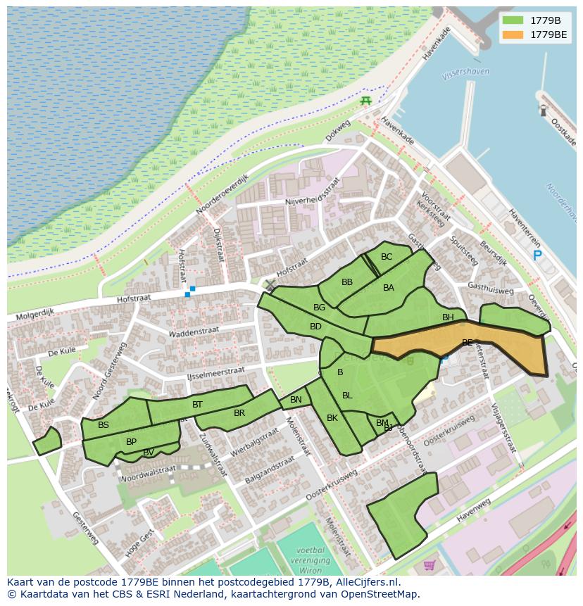 Afbeelding van het postcodegebied 1779 BE op de kaart.