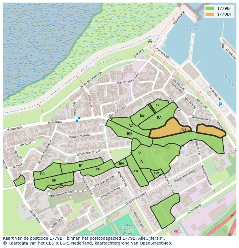 Afbeelding van het postcodegebied 1779 BH op de kaart.