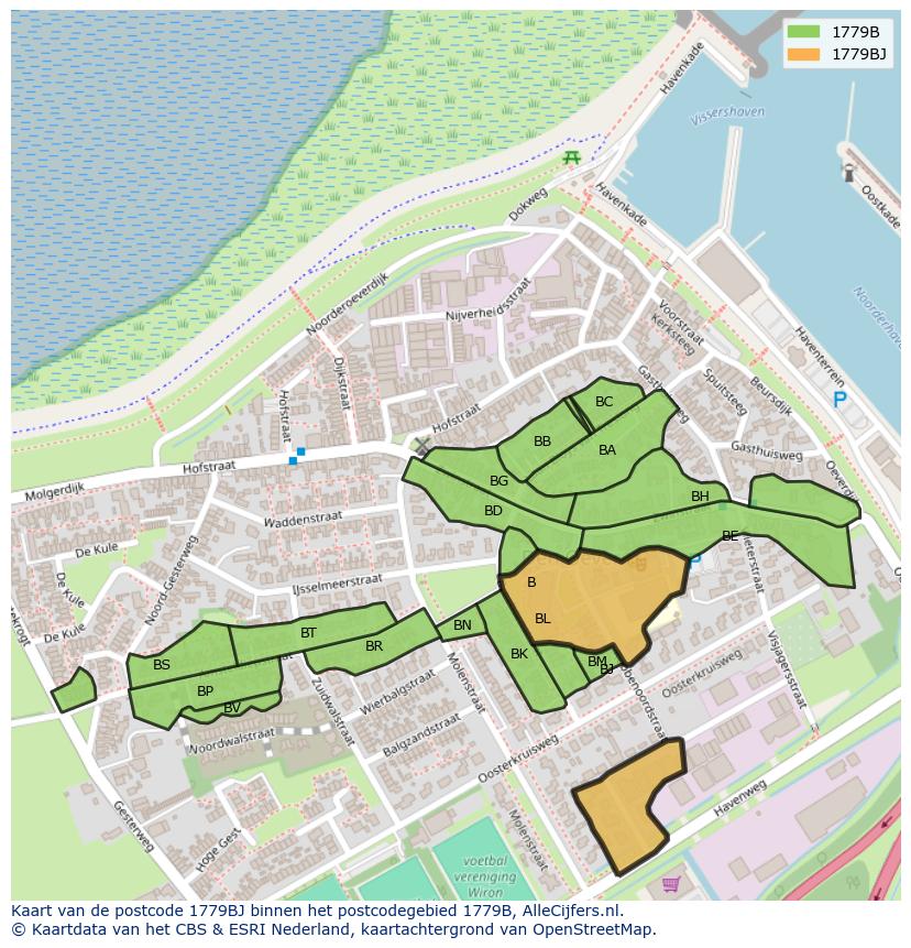 Afbeelding van het postcodegebied 1779 BJ op de kaart.