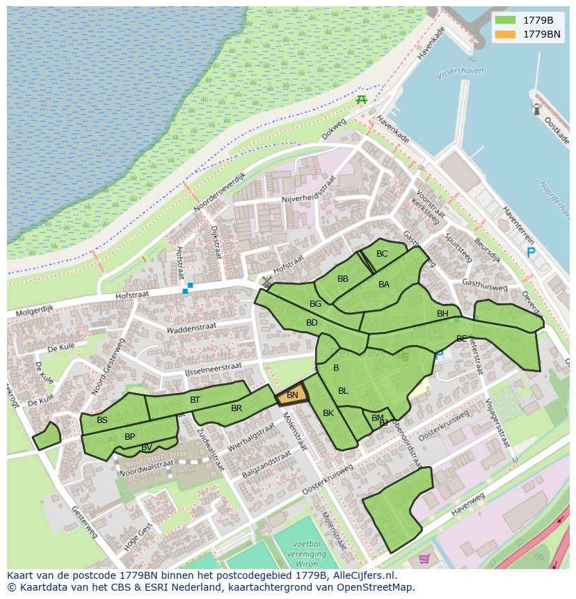 Afbeelding van het postcodegebied 1779 BN op de kaart.