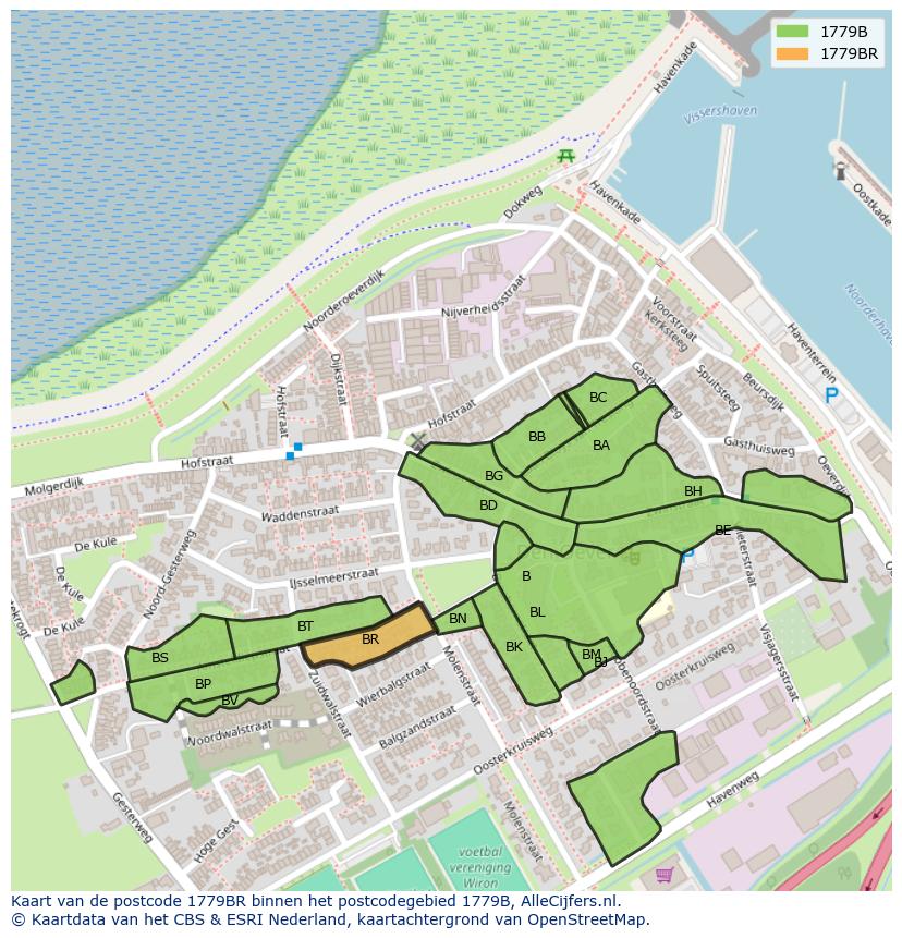 Afbeelding van het postcodegebied 1779 BR op de kaart.