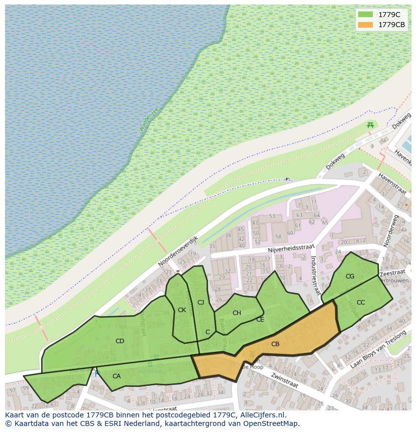 Afbeelding van het postcodegebied 1779 CB op de kaart.
