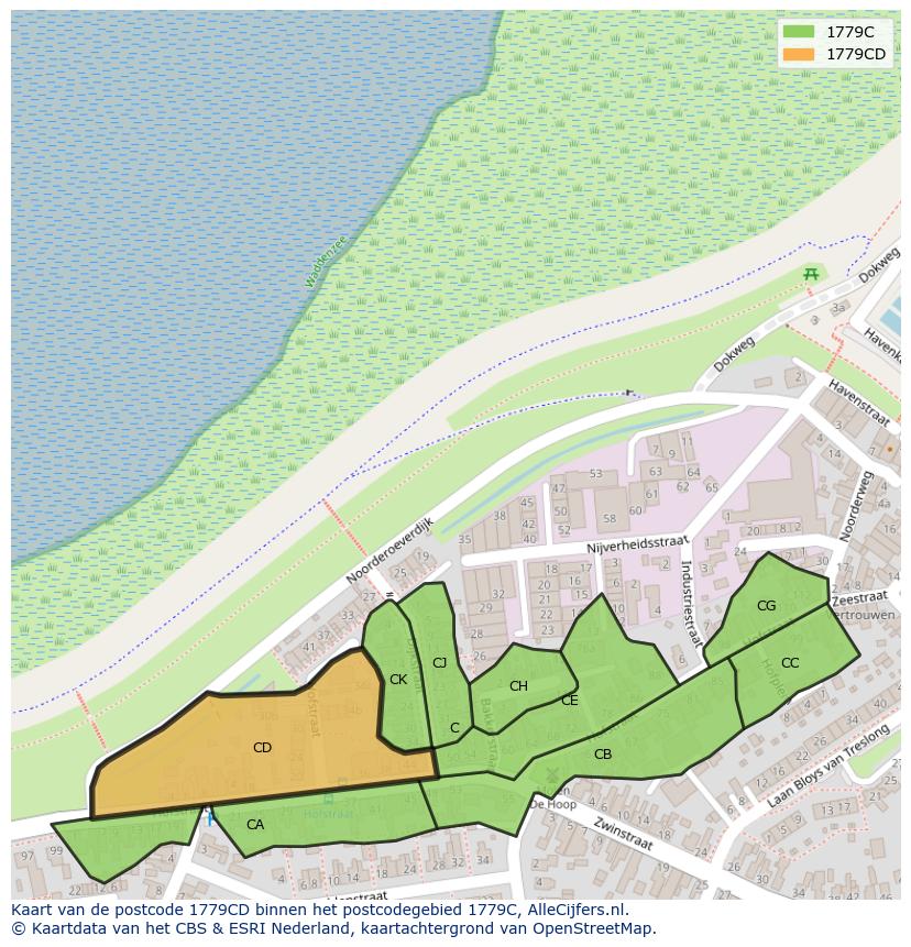 Afbeelding van het postcodegebied 1779 CD op de kaart.