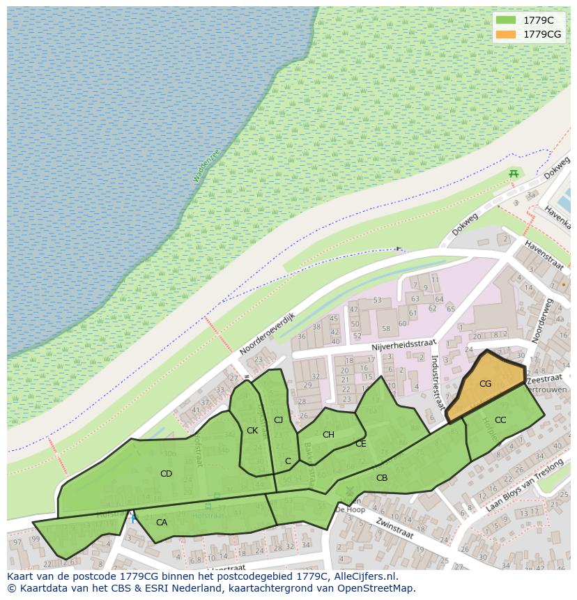 Afbeelding van het postcodegebied 1779 CG op de kaart.