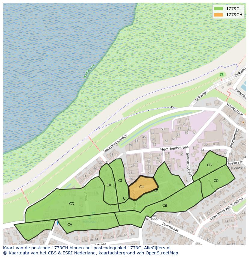 Afbeelding van het postcodegebied 1779 CH op de kaart.