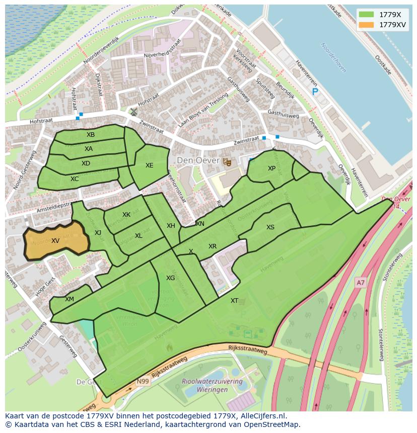 Afbeelding van het postcodegebied 1779 XV op de kaart.