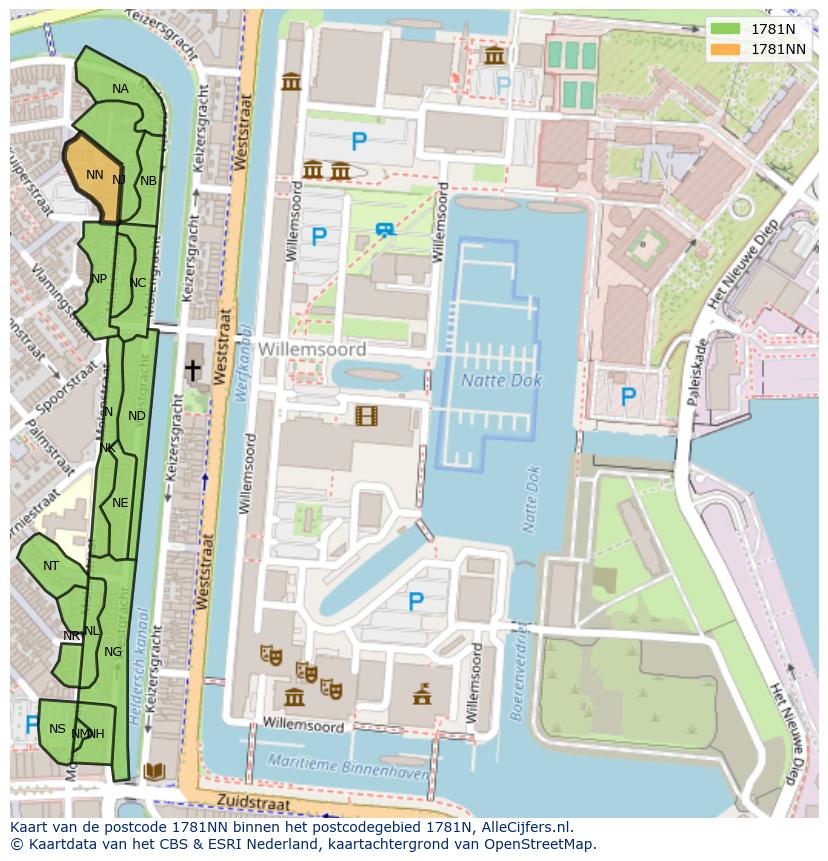 Afbeelding van het postcodegebied 1781 NN op de kaart.