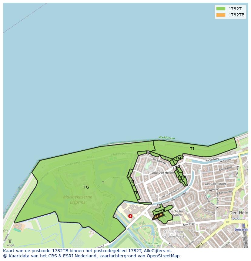 Afbeelding van het postcodegebied 1782 TB op de kaart.