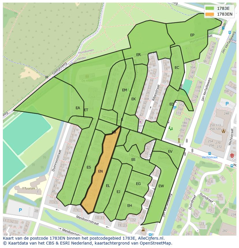 Afbeelding van het postcodegebied 1783 EN op de kaart.