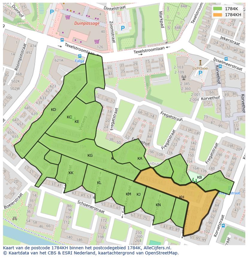 Afbeelding van het postcodegebied 1784 KH op de kaart.