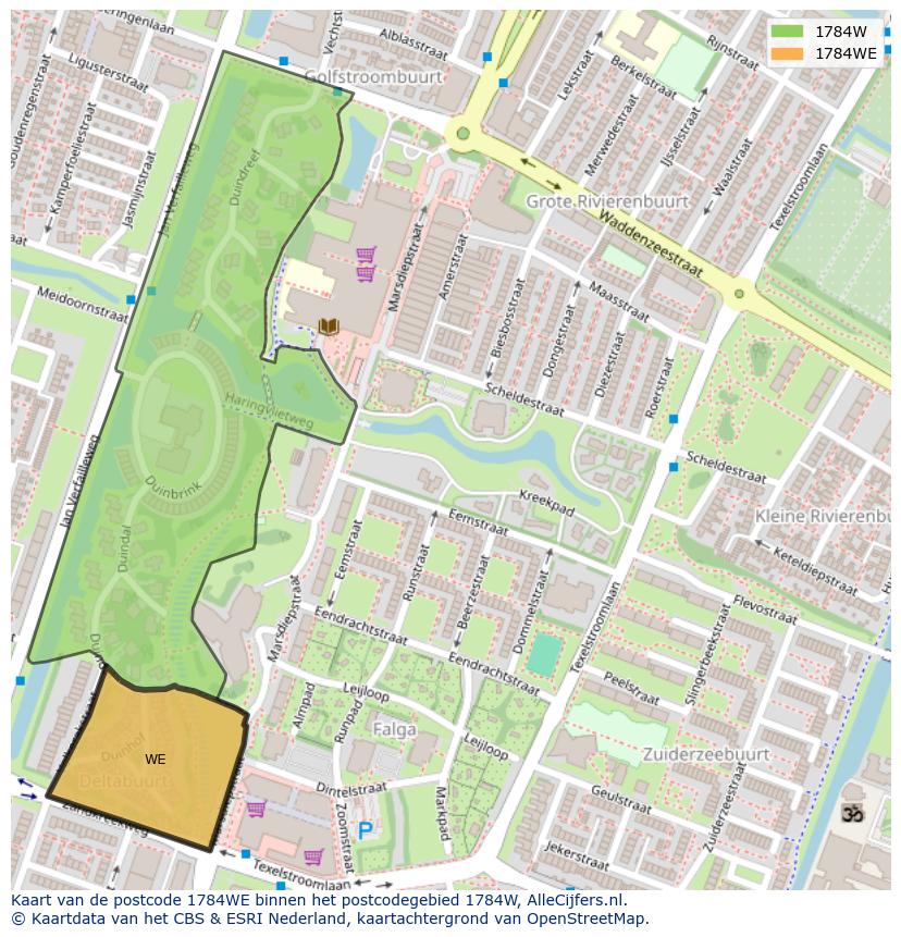Afbeelding van het postcodegebied 1784 WE op de kaart.