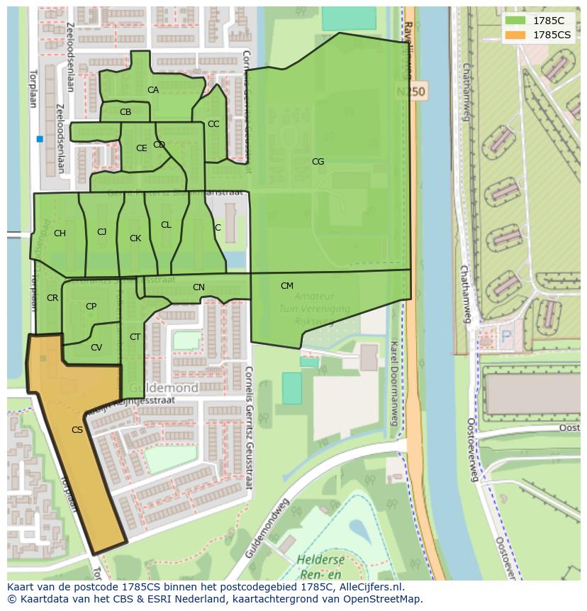 Afbeelding van het postcodegebied 1785 CS op de kaart.