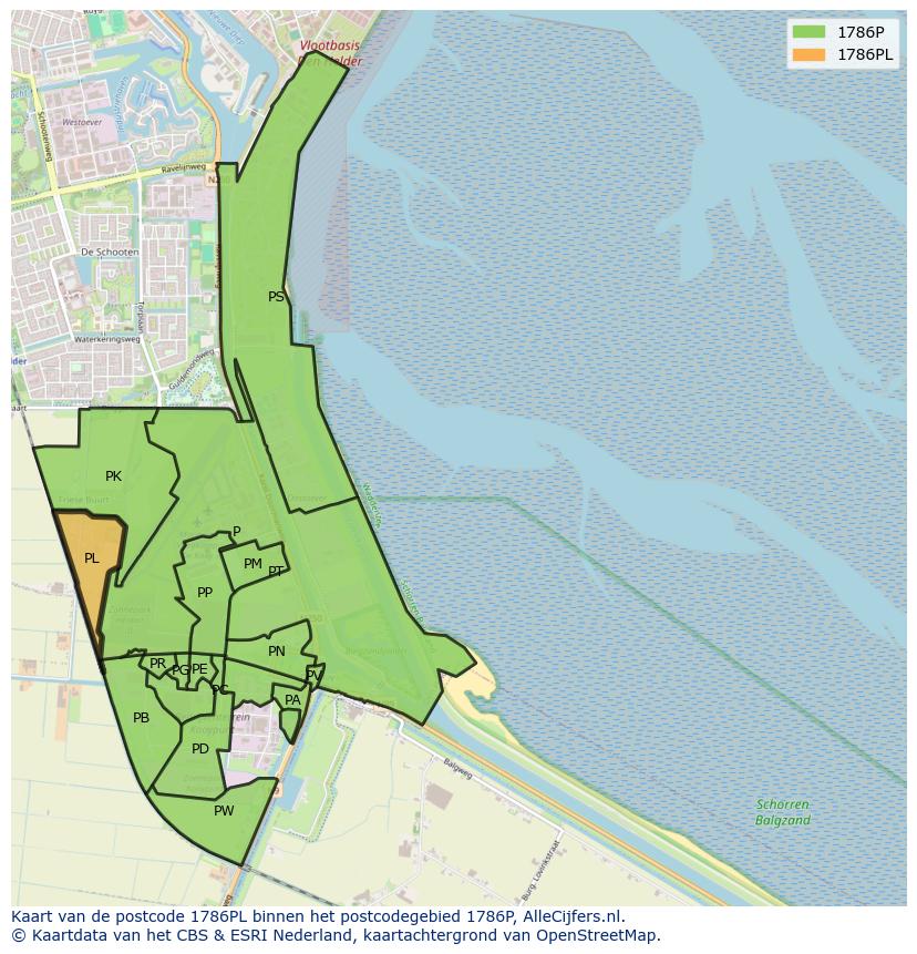 Afbeelding van het postcodegebied 1786 PL op de kaart.