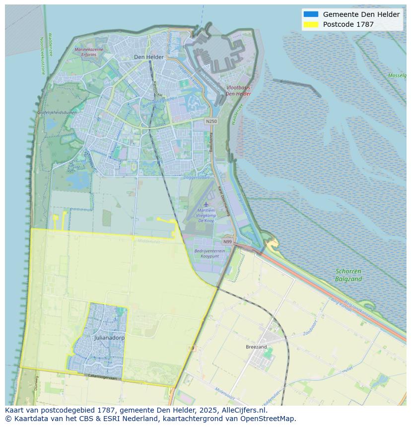 Afbeelding van het postcodegebied 1787 op de kaart.