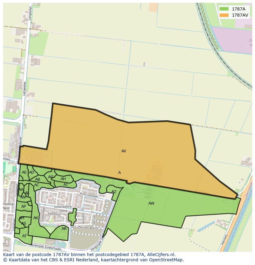 Afbeelding van het postcodegebied 1787 AV op de kaart.
