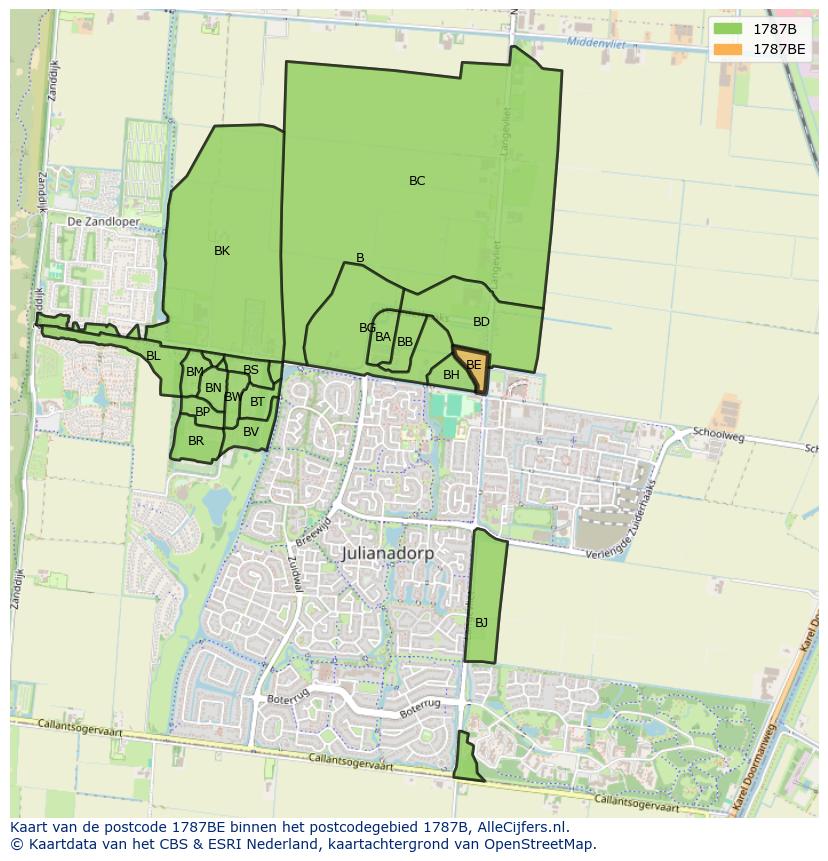 Afbeelding van het postcodegebied 1787 BE op de kaart.