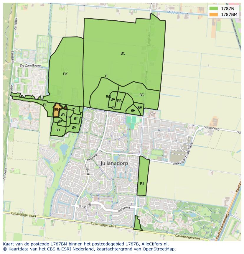 Afbeelding van het postcodegebied 1787 BM op de kaart.