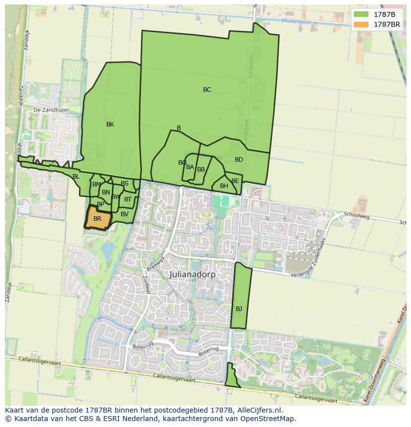 Afbeelding van het postcodegebied 1787 BR op de kaart.