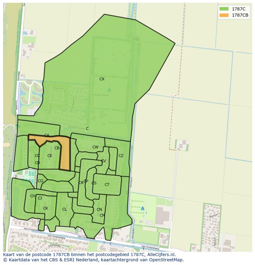 Afbeelding van het postcodegebied 1787 CB op de kaart.