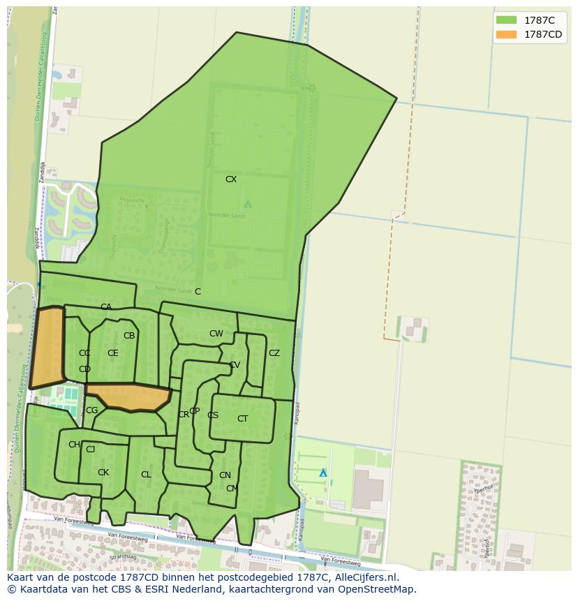 Afbeelding van het postcodegebied 1787 CD op de kaart.