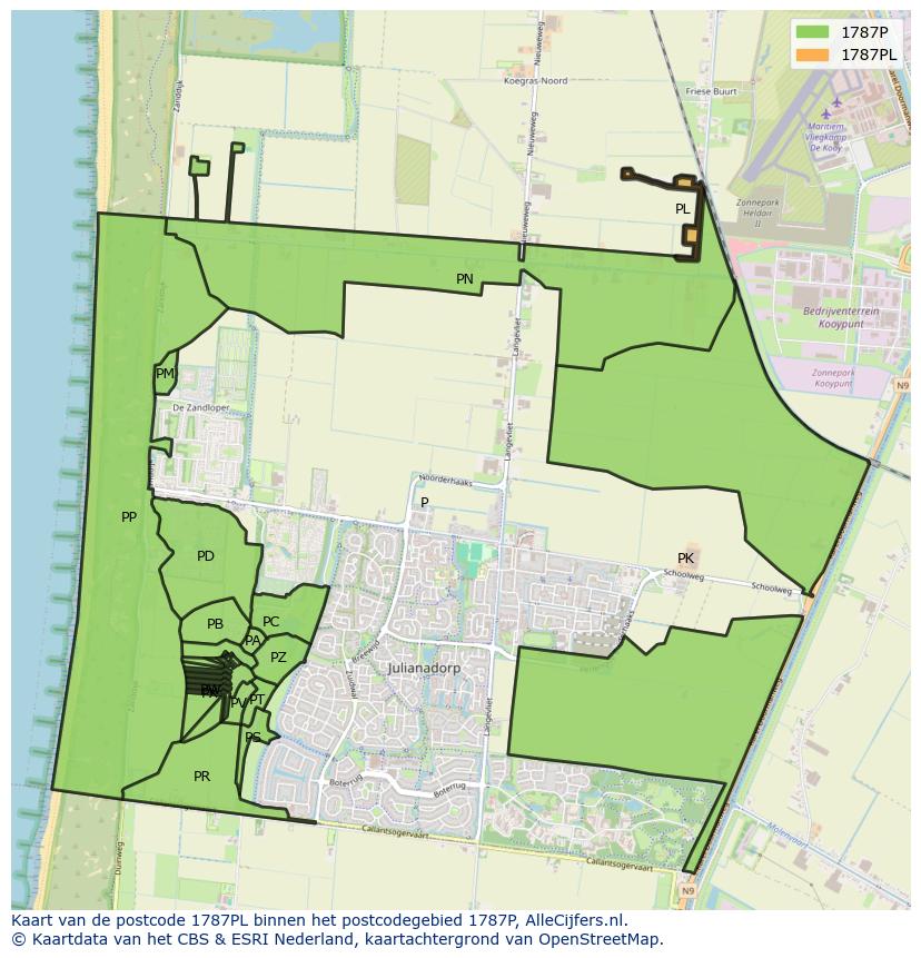 Afbeelding van het postcodegebied 1787 PL op de kaart.