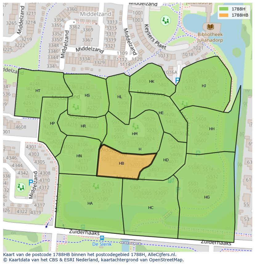Afbeelding van het postcodegebied 1788 HB op de kaart.