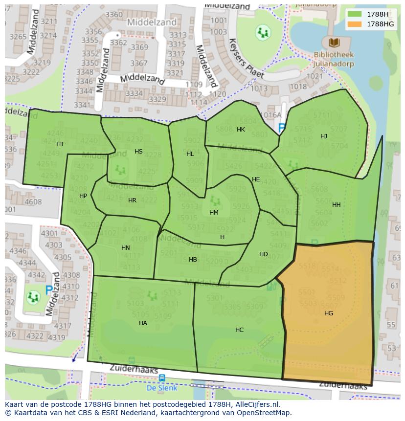 Afbeelding van het postcodegebied 1788 HG op de kaart.