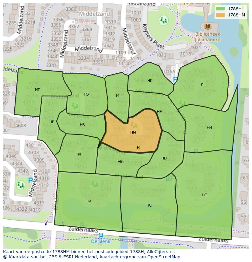 Afbeelding van het postcodegebied 1788 HM op de kaart.