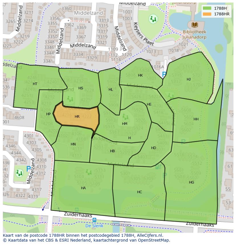 Afbeelding van het postcodegebied 1788 HR op de kaart.