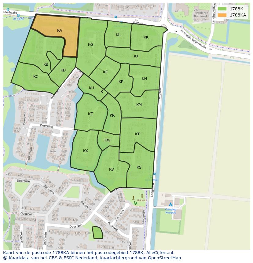 Afbeelding van het postcodegebied 1788 KA op de kaart.