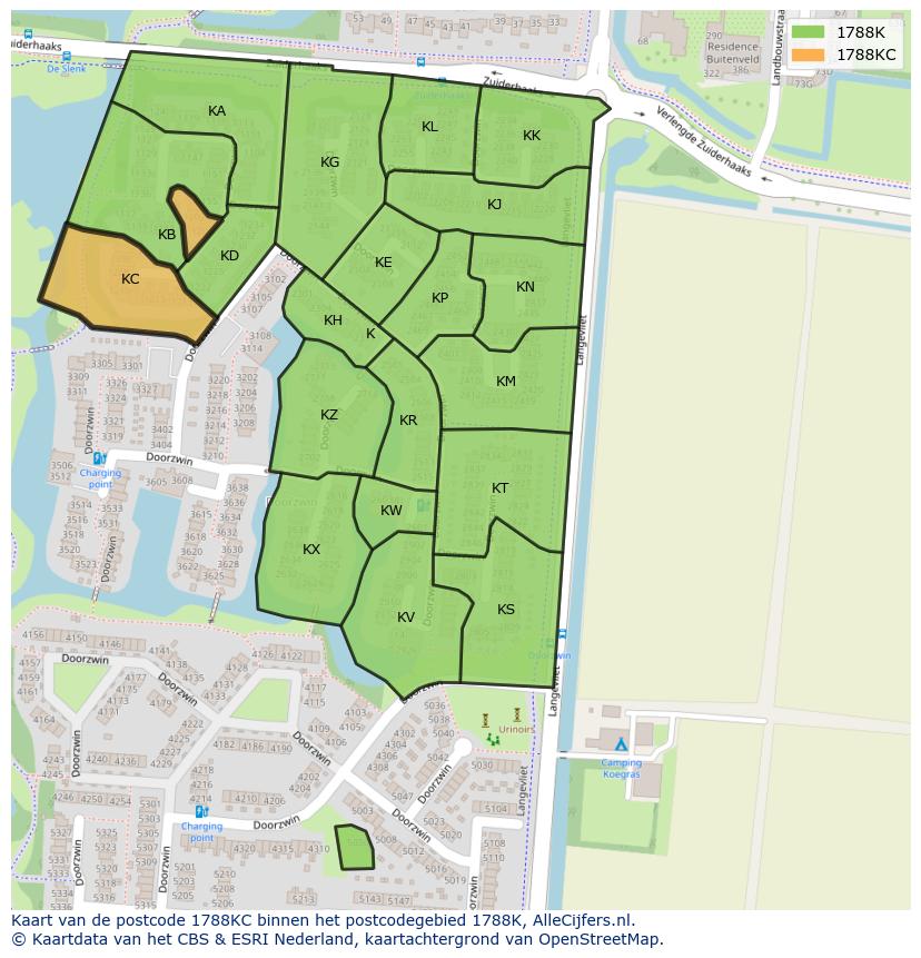 Afbeelding van het postcodegebied 1788 KC op de kaart.