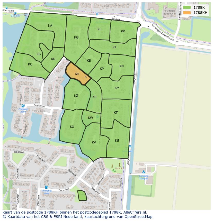Afbeelding van het postcodegebied 1788 KH op de kaart.