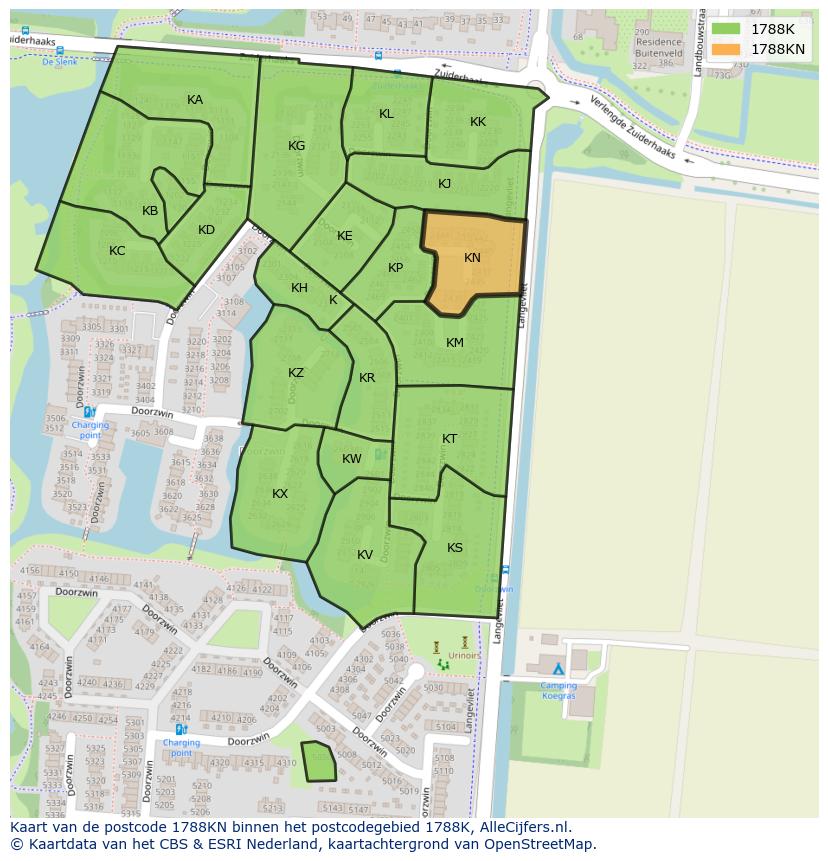 Afbeelding van het postcodegebied 1788 KN op de kaart.