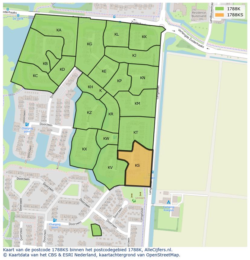 Afbeelding van het postcodegebied 1788 KS op de kaart.