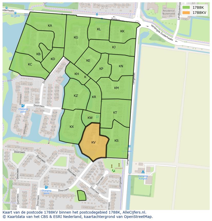 Afbeelding van het postcodegebied 1788 KV op de kaart.