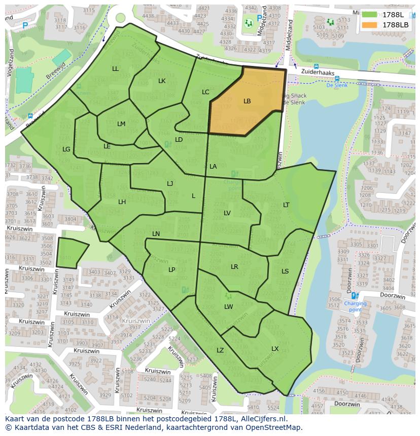 Afbeelding van het postcodegebied 1788 LB op de kaart.