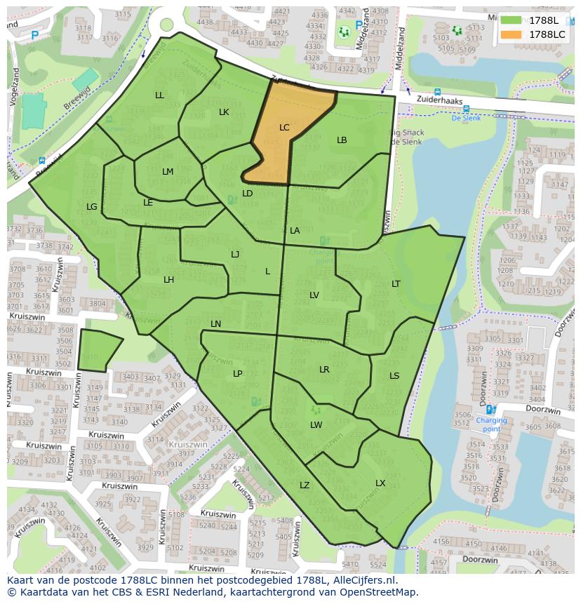 Afbeelding van het postcodegebied 1788 LC op de kaart.