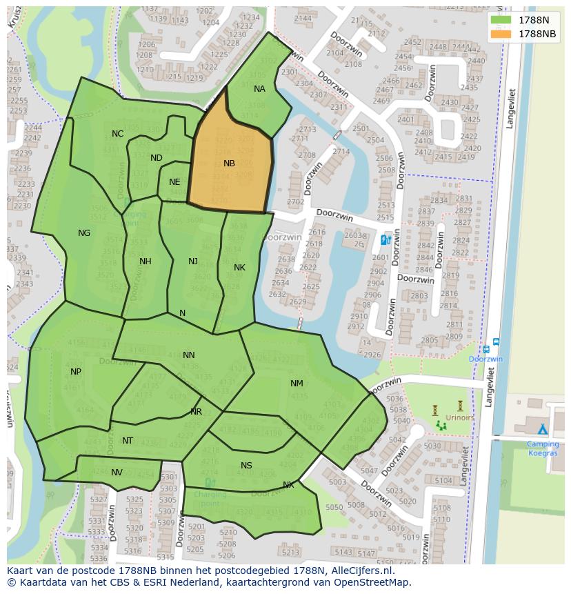 Afbeelding van het postcodegebied 1788 NB op de kaart.