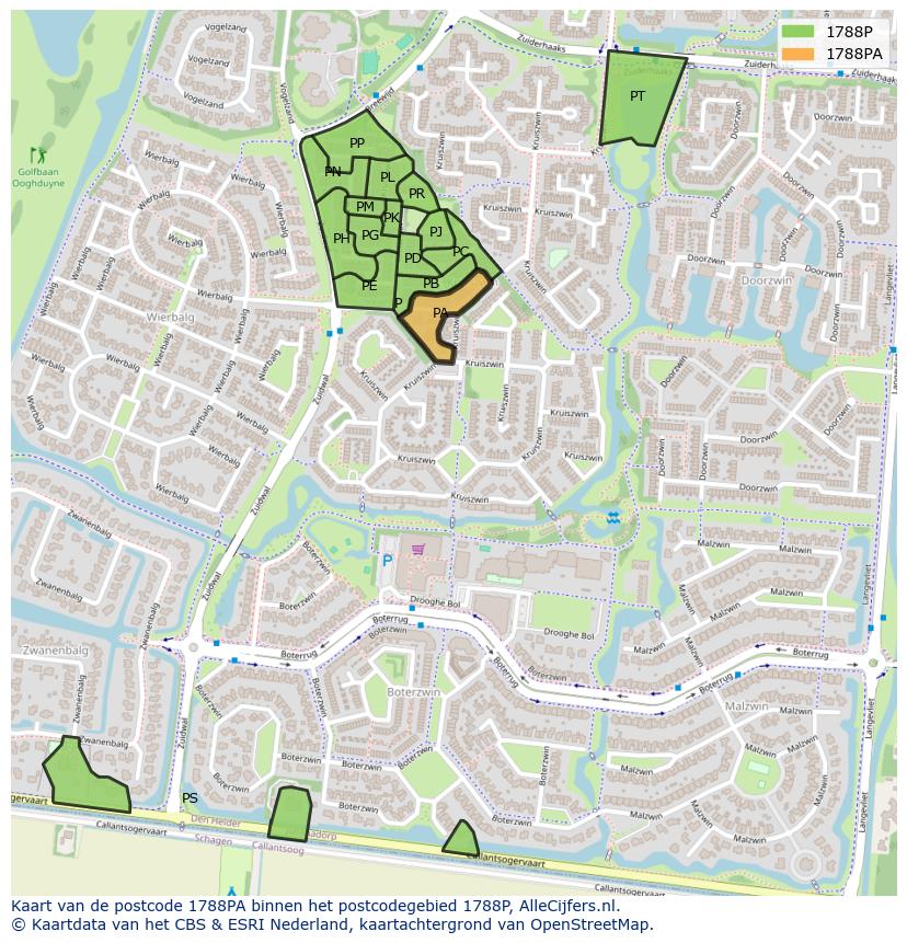 Afbeelding van het postcodegebied 1788 PA op de kaart.