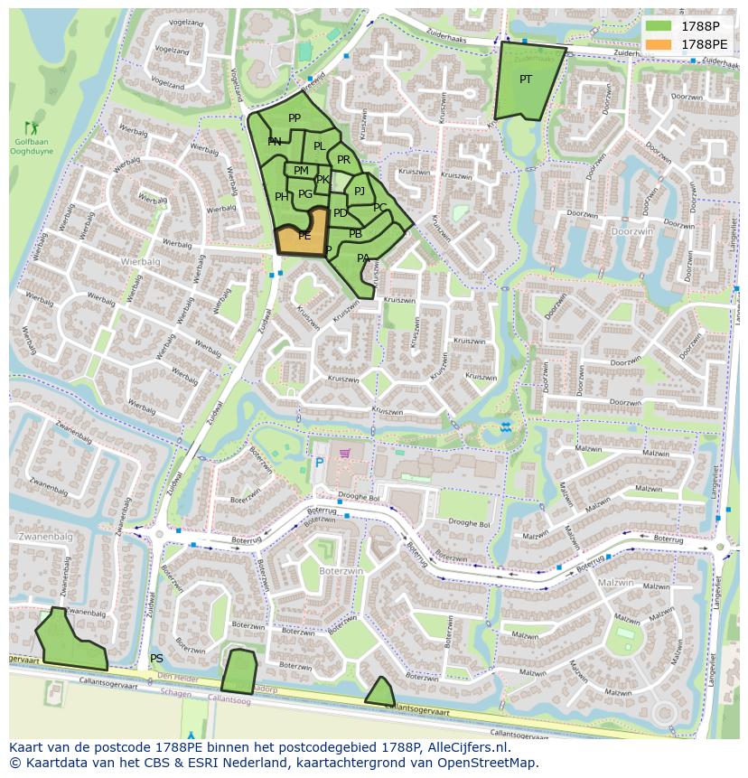 Afbeelding van het postcodegebied 1788 PE op de kaart.